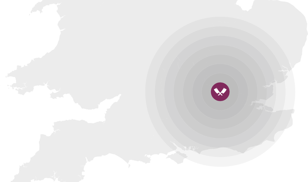 Map of the United Kingdom showing our delivery area